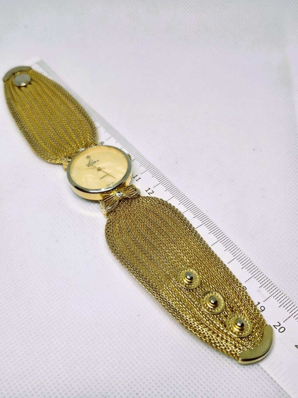 Vilana Gold Tone Mesh Bracelet Quartz Watch Japan Movt Vintage Style